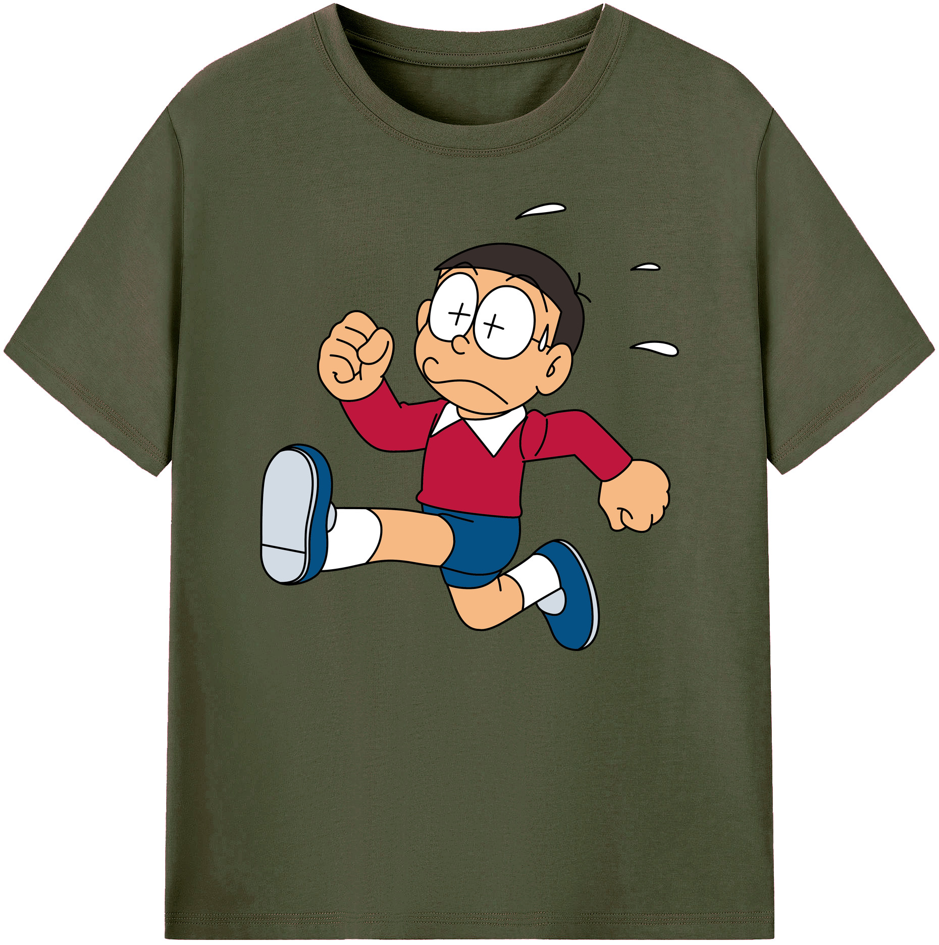 （画像用） ドラえもん 野比 のび太 Doraemon Nobita Nobi 綿100％ メンズ半袖Tシャツ｜肌触りやわらか＆通気性